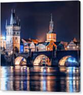 Prague By Night Canvas Print