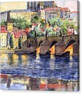 Prague Castle With The Vltava River 1 Canvas Print