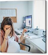 Pregnant Businesswoman Having Headache Canvas Print