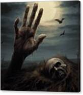 Premium Halloween, Dead Hand Coming Out From The Soil Canvas Print