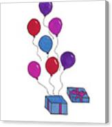 Present And Balloons Canvas Print