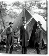 President Abraham Lincoln John Mcclerand Allan Pinkerton Bw Canvas Print