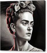 Princess  Frida  Kahlo  Monotype  Print  Realistic  U  Fb  Cb  A  A  Fd By Asar Studios Canvas Print