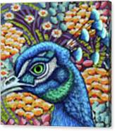 Proud Peacock Floral Canvas Print