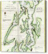 Puget Sound Washington State Us Coast Survey Vintage Map 1867 Canvas Print