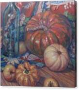 Pumpkins On A Table Canvas Print