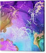 Purple, Blue And Gold Metallic Abstract Watercolor Art Canvas Print