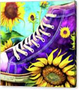 Purple High Tops And Sunflowers Canvas Print