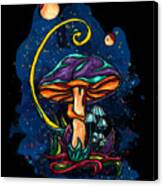 Purple Mushroom By Night, Magic Mushroom Canvas Print