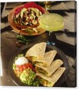 Quesadillas And Shrimp With Avocado Salad Canvas Print