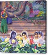 Radha And Krishna Water Pastime Canvas Print
