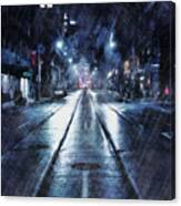 Rainy Night Downtown Canvas Print