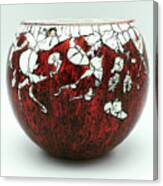 Red And White Glass Bowl Canvas Print