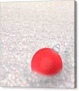 Red Ball In Snow Canvas Print