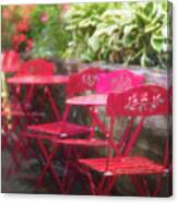 Red Chairs At The Hooch Helen's Pizza Burger And Joint Canvas Print