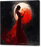 Red Embrace - Moon Lover Art Canvas Print