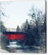 Red Wooden Bridge Canvas Print