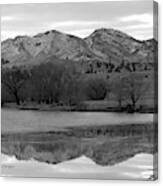 Reflections In Icy Waters Bw Canvas Print