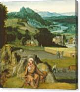 Rest On The Flight Into Egypt And The Miraculous Field Of Wheat Canvas Print