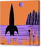 Aliens Spy Rocket Orange Purple Canvas Print