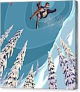 Retro Ski Jumper Heli Ski Canvas Print