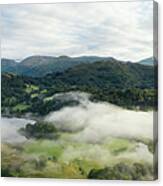 River Brathay Skelwith Bridge Aerial Cloud Inversion Lake District Canvas Print