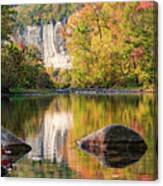 River Rocks In The Buffalo National River At Roark Bluff - Autumn Panorama Canvas Print