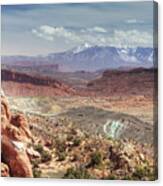 Road Trip -la Sal Range From Fiery Furnace Overlook At Arches National Park In Utah Near Moab Canvas Print