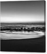 Rocky Beach At Dawn Black And White Canvas Print
