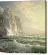 Rocky Cliff With Stormy Sea By William Trost Richards Canvas Print