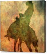 Rodeo Bronco Riding Silhouette Canvas Print