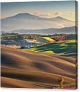 Rolling Hills And Mount Amiata In Tuscany. Canvas Print