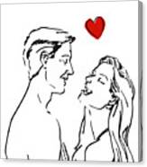 Romantic Couple Art Print, Minimalist Line Drawing Of A Man And Woman, Romantic Drawing, Couple Art Canvas Print