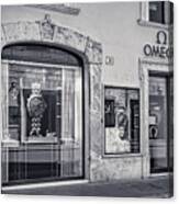 Rome Bw - Omega Store In Via Dei Condotti Canvas Print