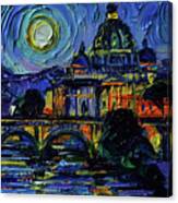 Rome By Night Miniature Oil Painting On 3d Canvas Mona Edulesco Canvas Print