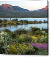 Roosevelt Lake At Sunset In The Springtime Canvas Print