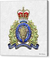 Royal Canadian Mounted Police -  R C M P  Badge Over White Leather Canvas Print