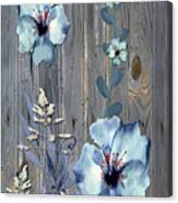 Rustic Barn Wood Series  Blue Flower Vine Canvas Print