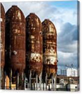Rusty Tanks And White Herald Building Canvas Print