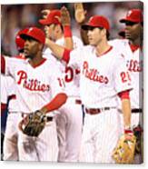 Ryan Howard, Jimmy Rollins, And Chase Utley Canvas Print
