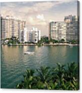 Sailboat In Miami Beach Florida Canvas Print