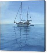Sailboat On Blue Water Canvas Print