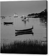 Sailboat On Juniper Cove Salem Ma Black And White Canvas Print