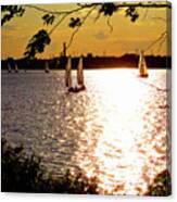 Sailing At Sunset - Two Canvas Print