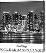 San Diego City Skyline In Black And White Canvas Print
