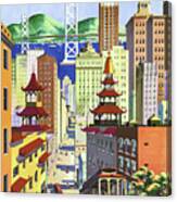 San Francisco And United Air Lines Vintage Travel Canvas Print