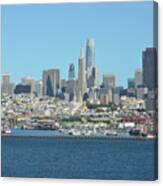 San Francisco Skyline View Over Fishermans Wharf At Golden Hour Canvas Print