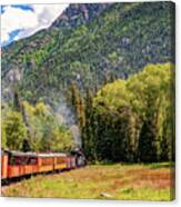 San Juan Mountain Landscape And Durango And Silverton Train Canvas Print
