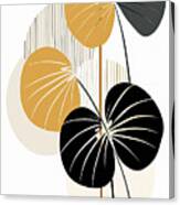 Sandy Tan Serenity - Black And Gold Leaves In Modern Boho Style Canvas Print