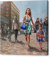 Sanity, Her Son, And The Credulous Canvas Print